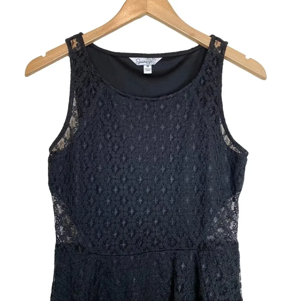 Speechless dress M sleeveless fit and flare black lace side cut out skater